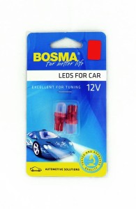 ŻARÓWKA BOSMA 12V 1xLED T10 RED MAT 2pcs 2458