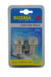 ŻARÓWKA 24V 12xLED BA15s RED 2pcs /7019/